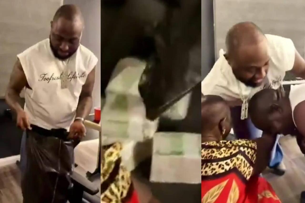 “001 No Dey Carry Last!” – Davido Storms Hearts as He Gifts Jaskaro’s Mum ₦10 Million After Private Cooking Visit (Video)