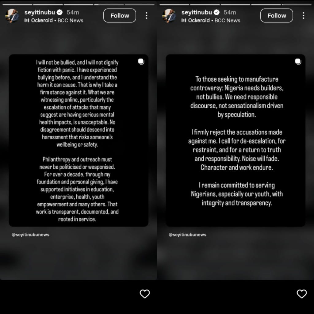 “I Will Not Be Bullied” – Seyi Tinubu Speaks Out After Being Dragged Into VDM & King Mitchy Drama