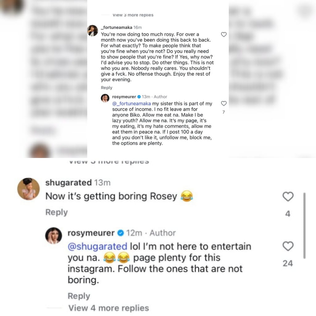 “Unfollow Me If You’re Tired!” – Rosy Meurer Fires Back Amid Churchill–Tonto Reunion Drama