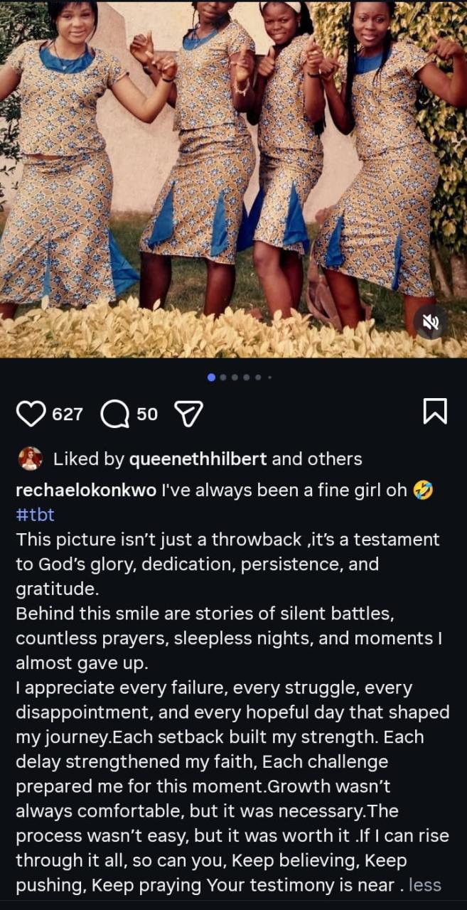 “Behind This Smile Are Silent Battles” – Rechael Okonkwo Gets Real With Epic Throwback Photos