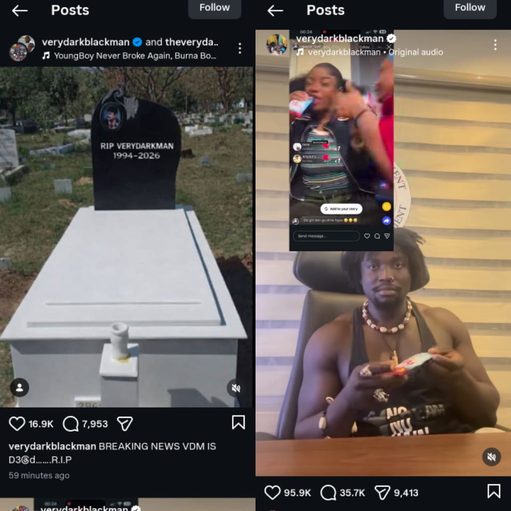 “The War Continues in Heaven!” — Very Dark Man Fakes His Own Death Hours After King Mitchy’s Tragic Demise