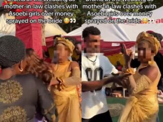 Wedding Chaos! Groom’s Mother Caught in Heated Fight With Asoebi Girl Over Sprayed Cash (Video)