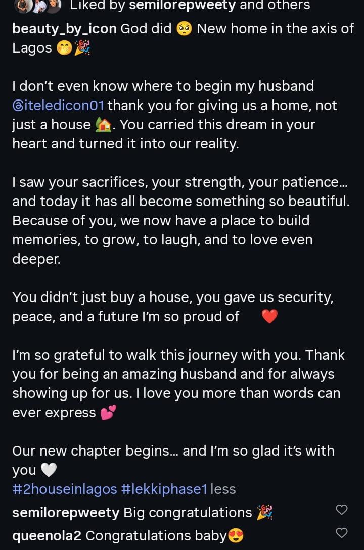 Big Wins! Itele & Wife Celebrate New Lekki Mansion as ‘New Chapter Begins