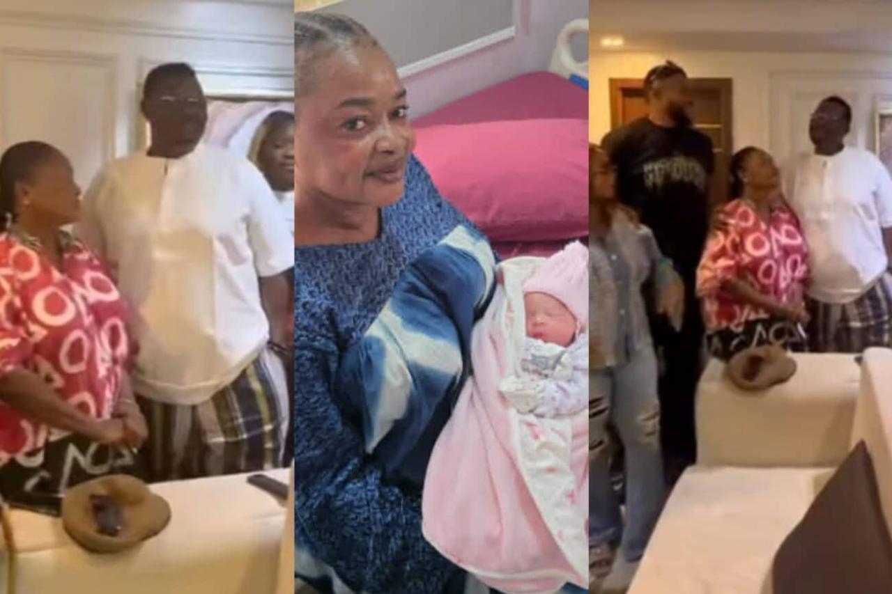 Joy Overflow as Nollywood Stars Storm Toyosi Adesanya’s Home After Baby Arrival