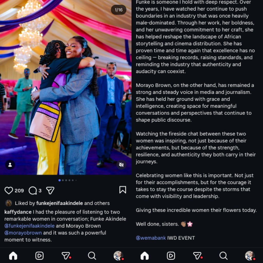 “Give Them Their Flowers” – Kaffy Shafau Praises Funke Akindele and Morayo Afolabi-Brown