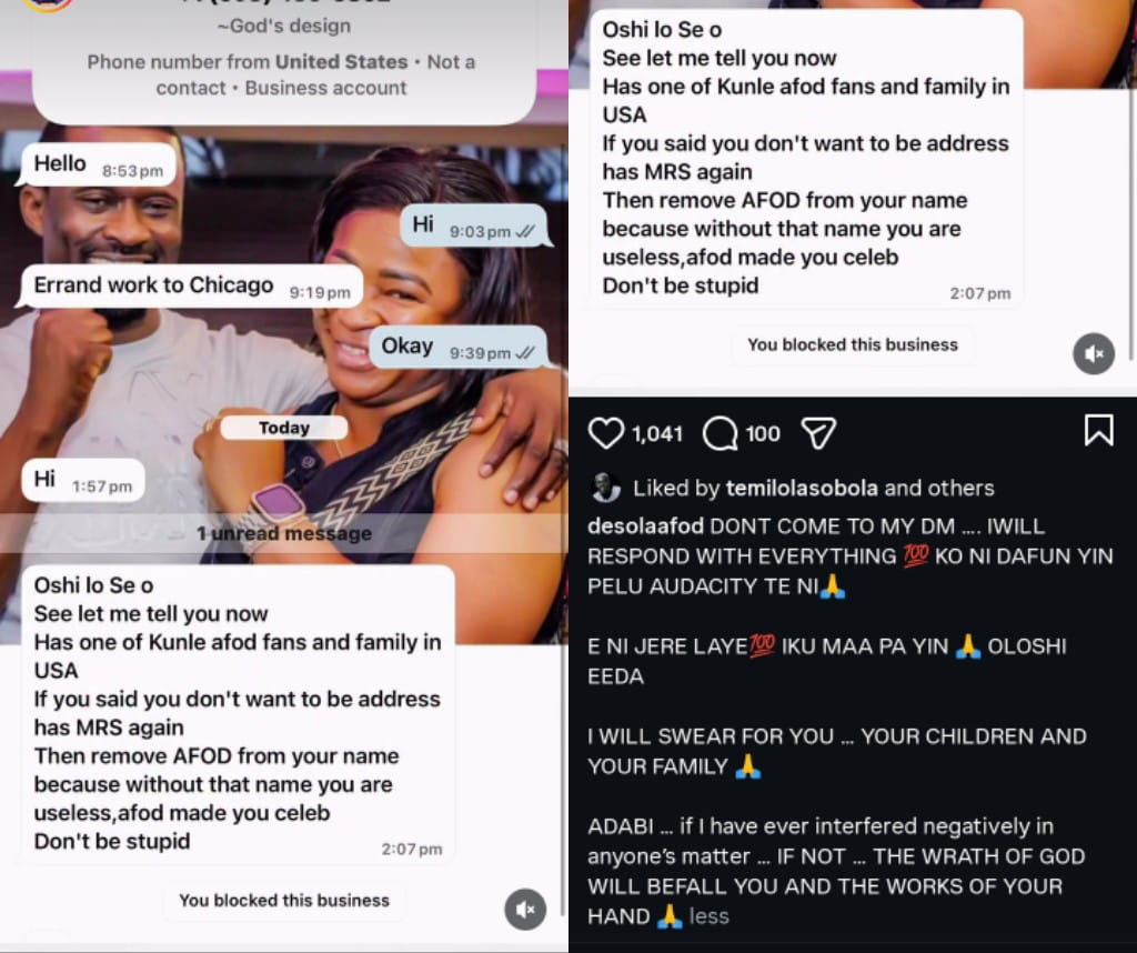 “You Can Never Bully Me to Death!” — Desola Afod Explodes at Troll Over Husband’s Name