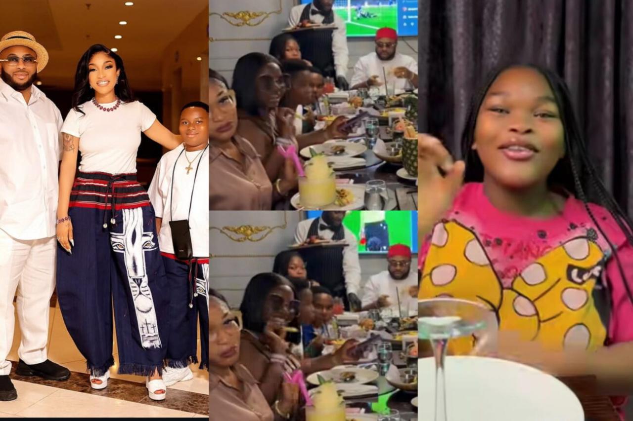 “Family Goals! Tonto Dikeh Enjoys Heartwarming Farewell Dinner with Churchill, Their Son & Stepdaughter