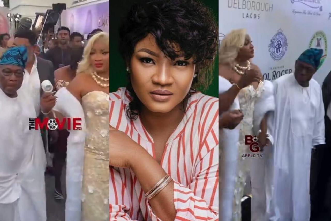 “LEVELS DON CHANGE!” – Internet Explodes as Ex-President Olusegun Obasanjo Rolls Into Omotola Jalade Ekeinde’s Premiere Like a Boss
