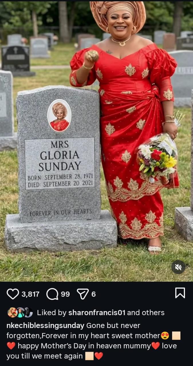 Pain That Never Fades  Nkechi Blessing Breaks Down on Mother’s Day with Emotional Tribute to Late Mum