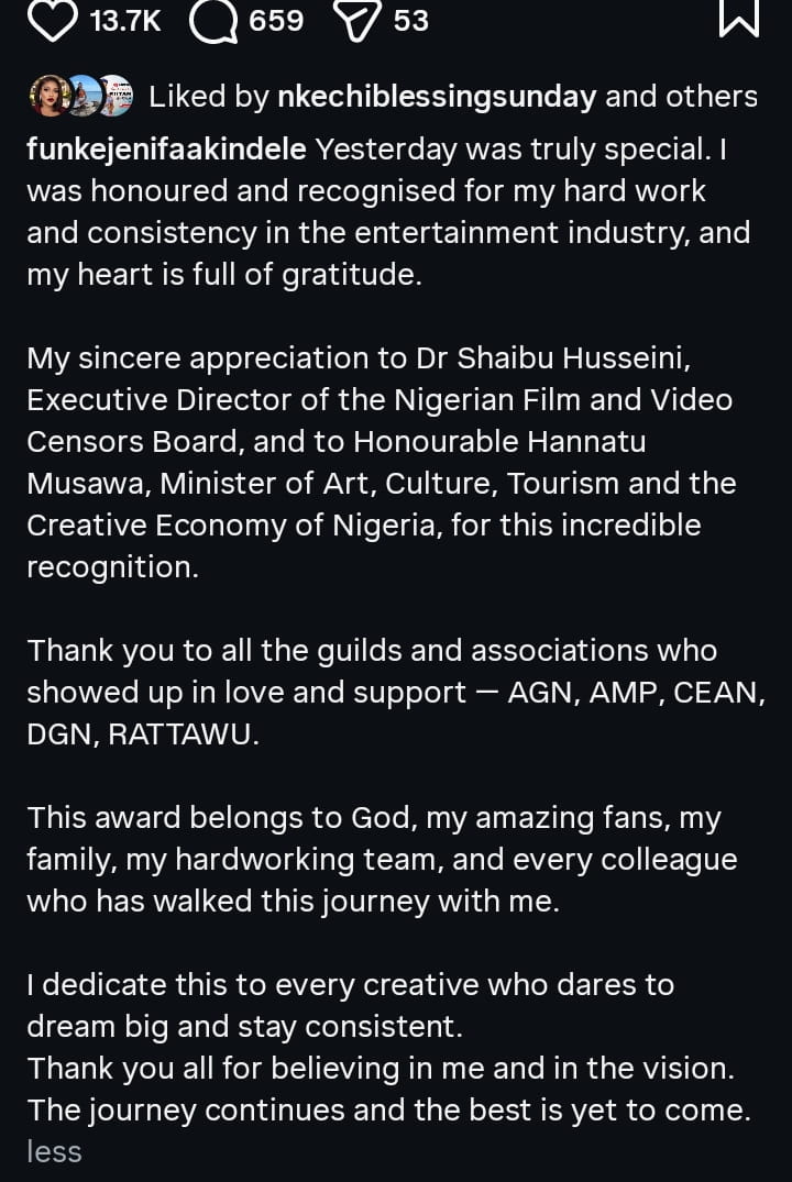 Still Reigning! Funke Akindele Bags Major Honours as Industry Bows to Her Billion-Naira Magic