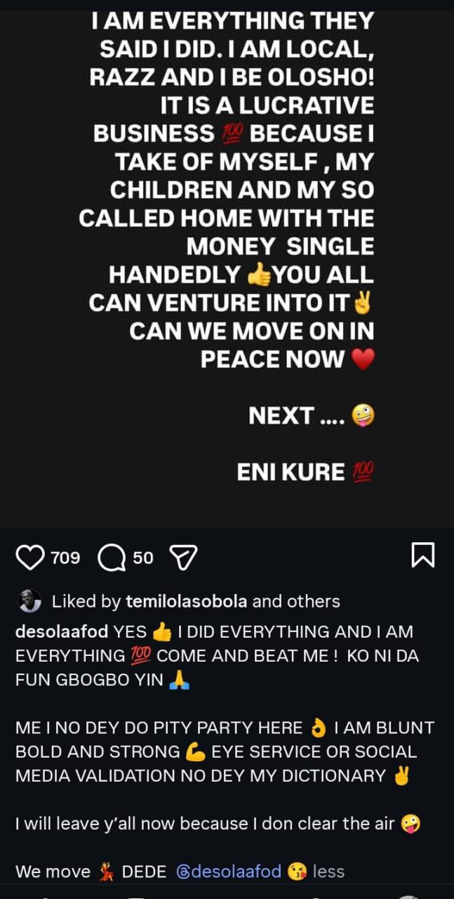 “Yes, I Be Olosho!” — Desola Afod Fires Back at Trolls Over Marriage Drama