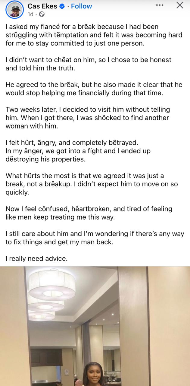 “I Asked for a Break, Not a Breakup!” – Lady Heartbroken After Visiting Fiancé Unannounced “I Asked for a Break, Not a Breakup!” – Lady Heartbroken After Visiting Fiancé Unannounced