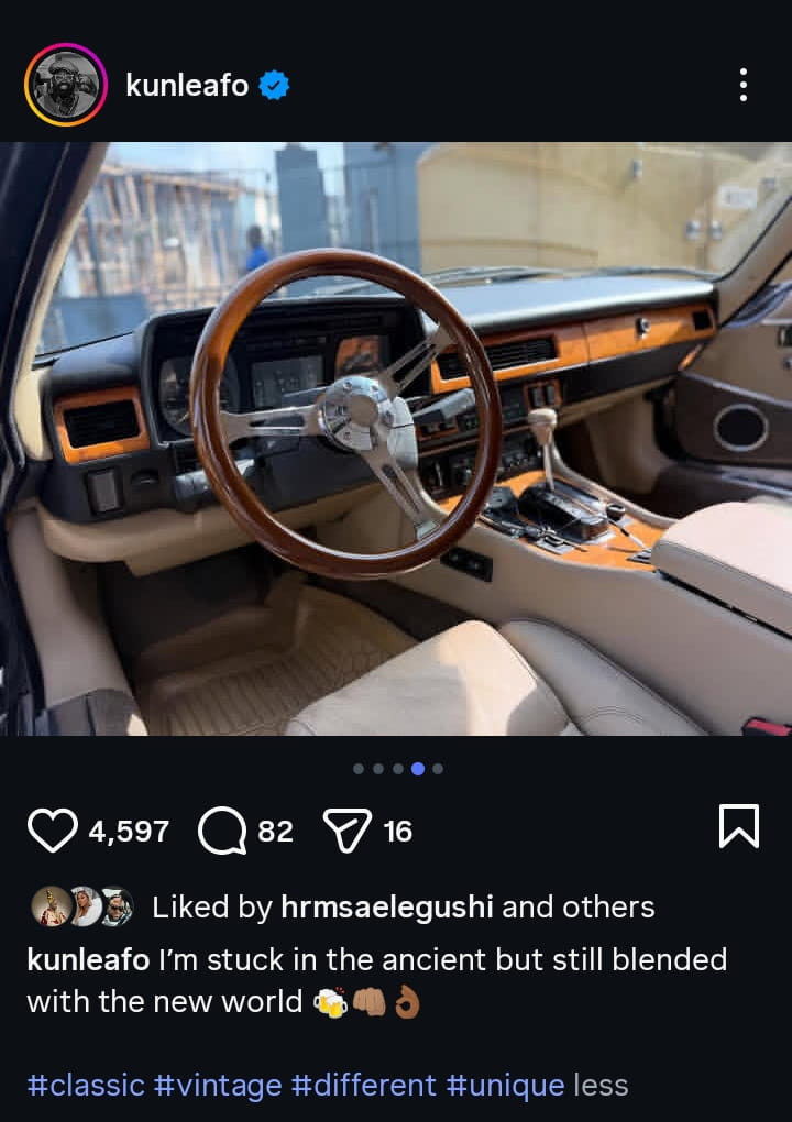 “Stuck in the Ancient but Still Blended with the New World” – Kunle Afolayan Shows Off Vintage Car