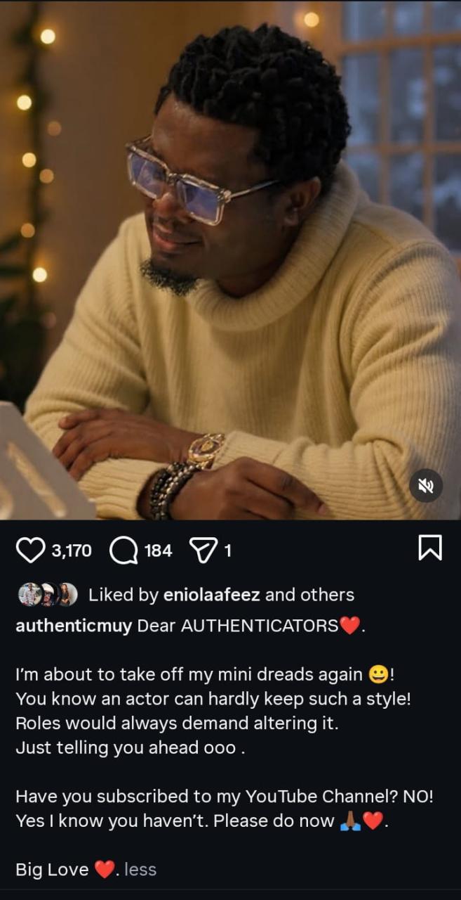 “Bye Bye Dreads!” – Muyiwa Ademola Shocks Fans With Bold Transformation for New Movie