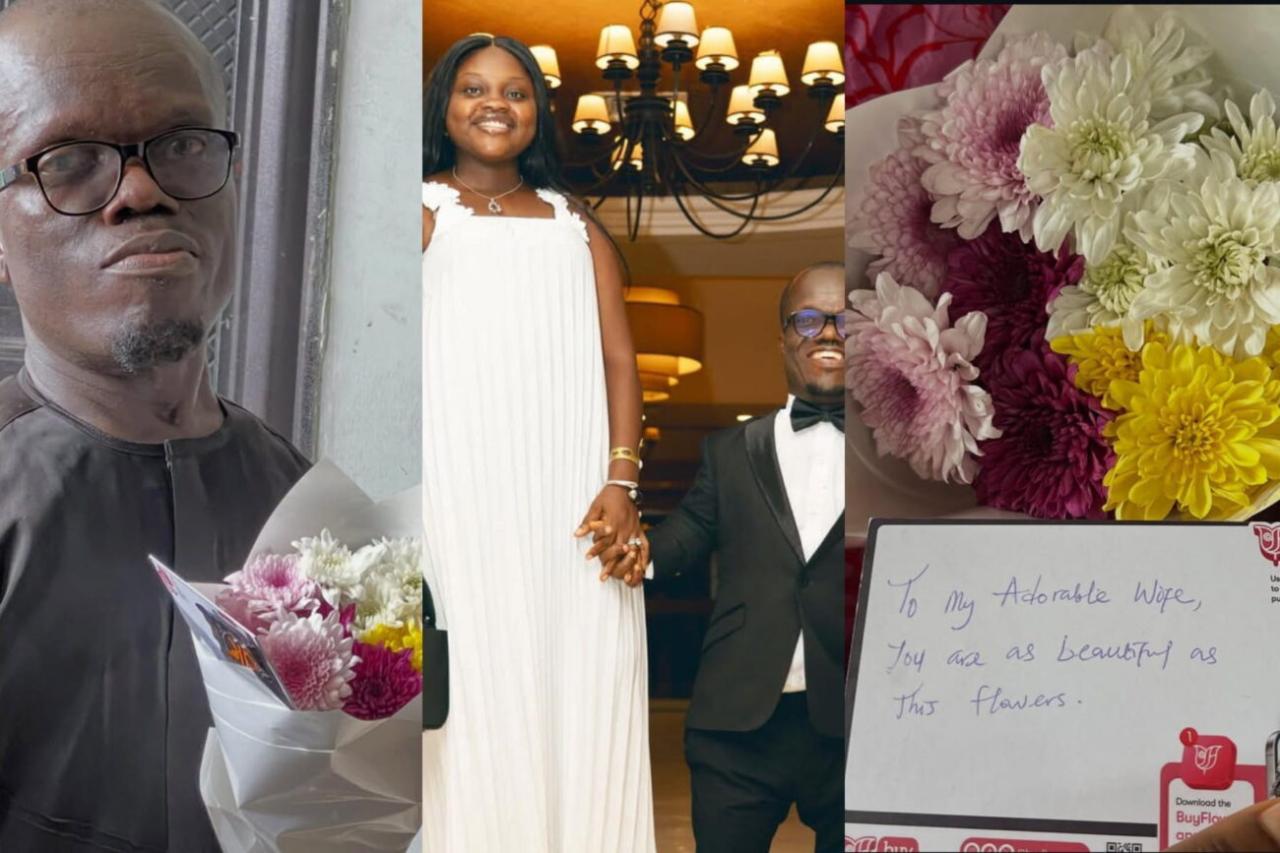 “Dragged by Nigeria, He Finally Did It!” – Nkubi Gifts Wife Flowers & Writes Sweet Love Note After Viral Controversy