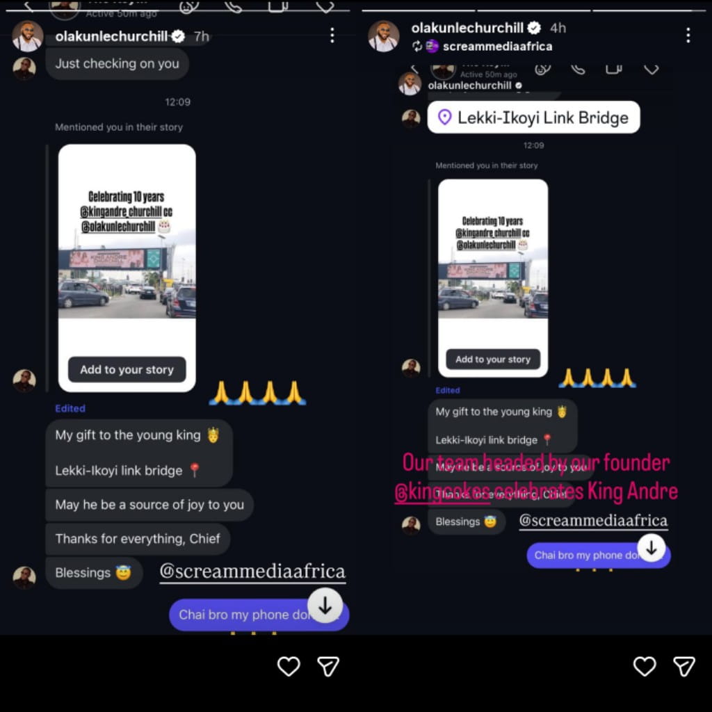 “I Didn’t Put It Up!” — Olakunle Churchill Clears Air on Viral Billboard with Tonto Dikeh