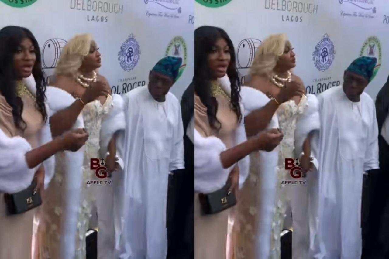 “LEVELS DON CHANGE!” – Internet Explodes as Ex-President Olusegun Obasanjo Rolls Into Omotola Jalade Ekeinde’s Premiere Like a Boss