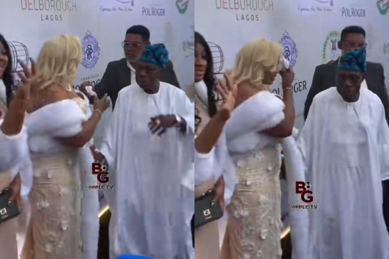 “LEVELS DON CHANGE!” – Internet Explodes as Ex-President Olusegun Obasanjo Rolls Into Omotola Jalade Ekeinde’s Premiere Like a Boss