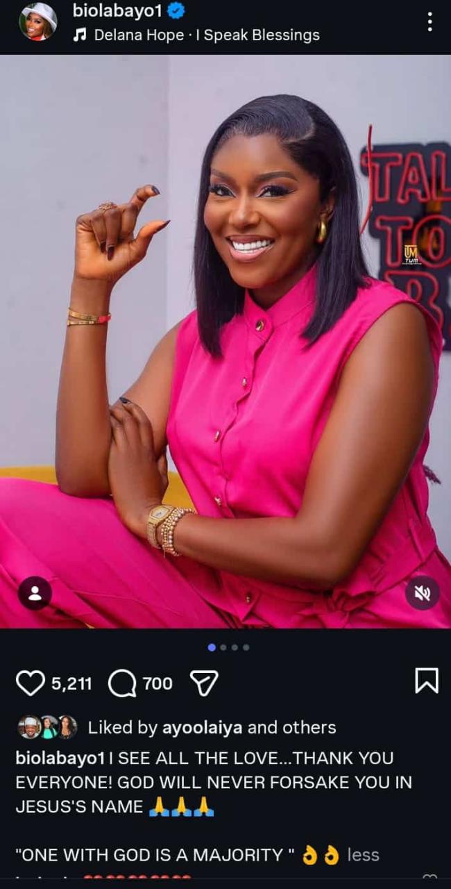 ‘One with God is a Majority’ — Biola Bayo Thanks Fans Amid Social Media Backlash Over Baba Ijesha Interview