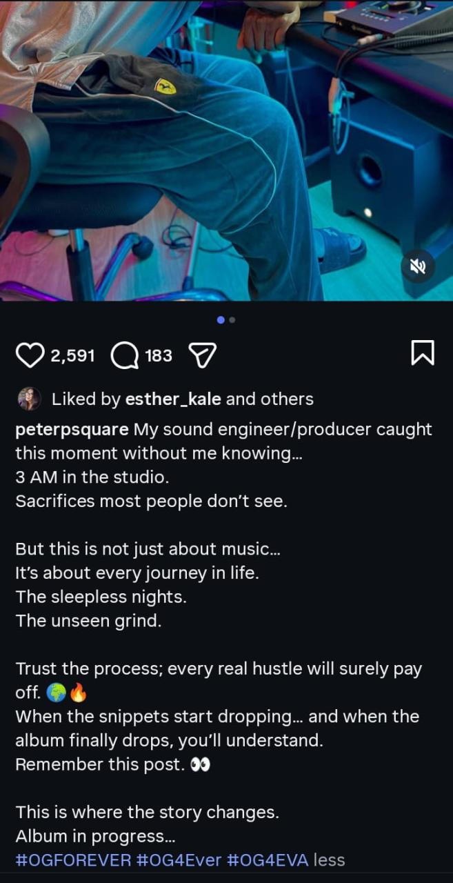 “Sacrifices Most People Don’t See” – Peter Okoye Caught Sleeping in Studio at 3AM as He Opens Up About His Grind