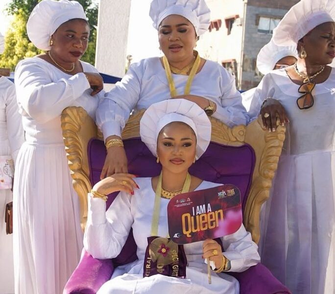 “Whahala de oooh” – Netizens react to Regina Daniels and her mum pictured at Celestial church