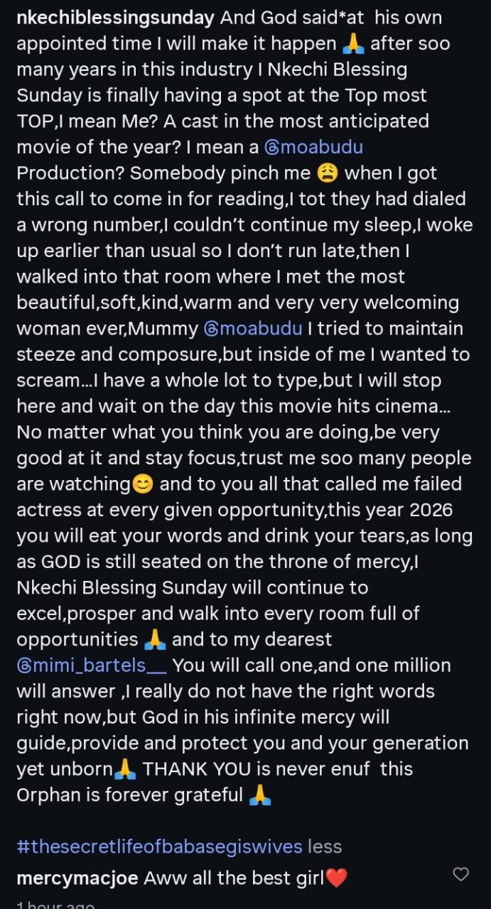 Nkechi Blessing Finally Hits Big! Secures Role in Mo Abudu’s Blockbuster After Years of Struggle