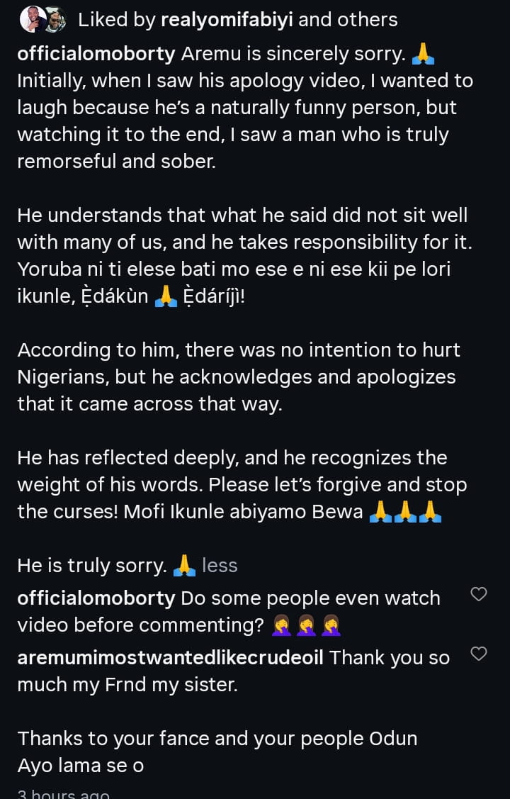 “Stop the Curses” – Biodun Okeowo Defends Aremu Afolayan After Tinubu Comment Backlash