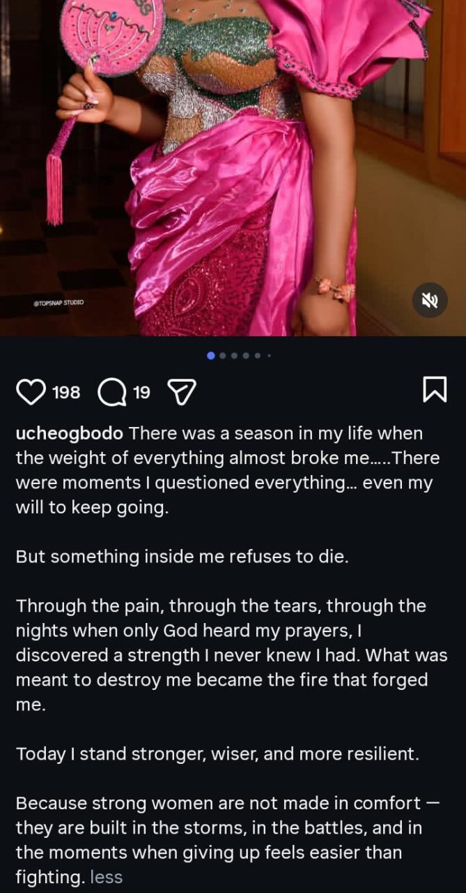 “The Storm Made Me Strong” – Uche Ogbodo Celebrates Her Strength and Resilience