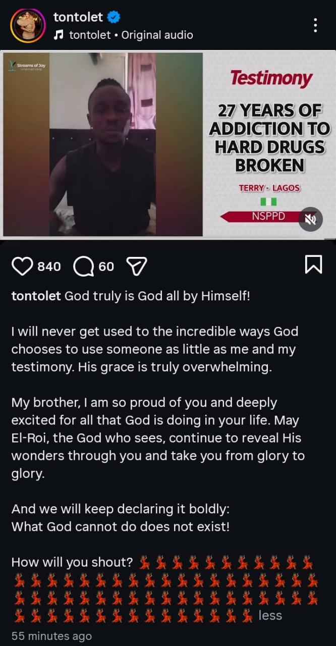 “God Uses Me?!” – Tonto Dikeh Overwhelmed as Man Breaks 27-Year Addiction After Hearing Her Testimony