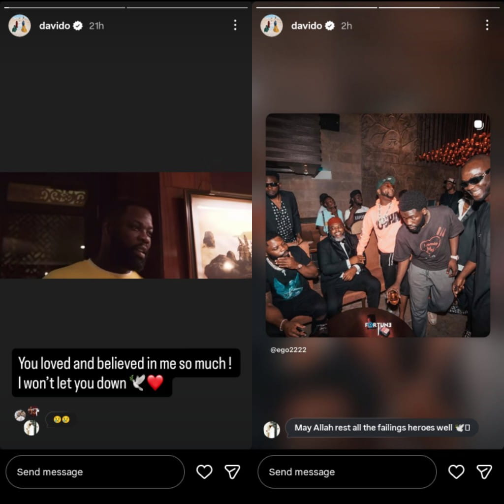 “You Believed In Me” – Davido Breaks Silence After Death of Close Friend Denisi (Ego222)
