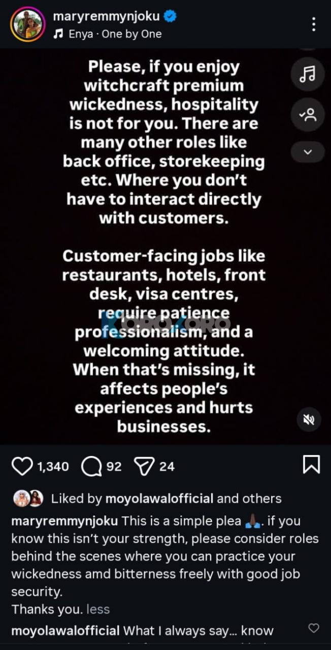 Mary Njoku Warns: “If You Enjoy Witchcraft, Hospitality Is Not For You”