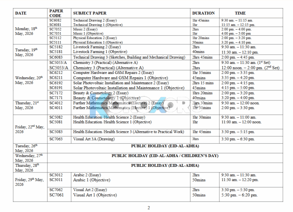 WAEC Drops 2026 WASSCE Timetable: Full Exam Schedule Revealed