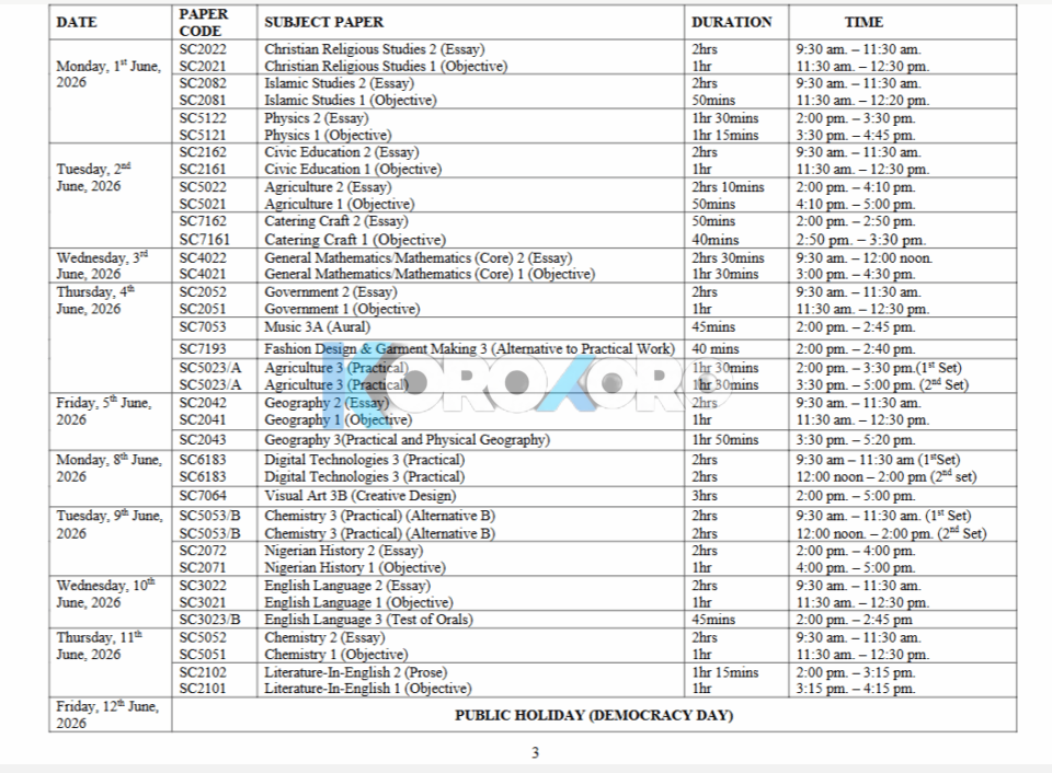WAEC Drops 2026 WASSCE Timetable: Full Exam Schedule Revealed