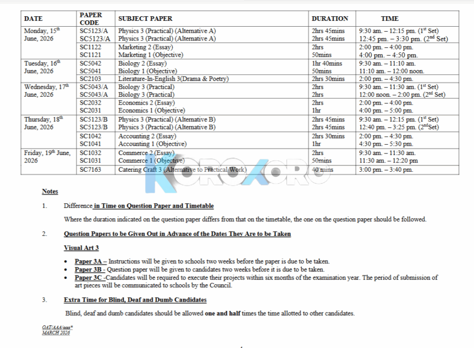 WAEC Drops 2026 WASSCE Timetable: Full Exam Schedule Revealed