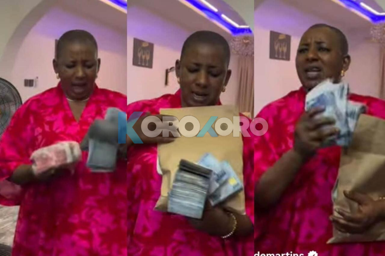 “I’VE BEEN WAITING FOR THIS ENVELOPE!” — Mide Martins LOSES HER COOL As Afeez Owo SPREADS CASH IN Emotional Birthday Surprise