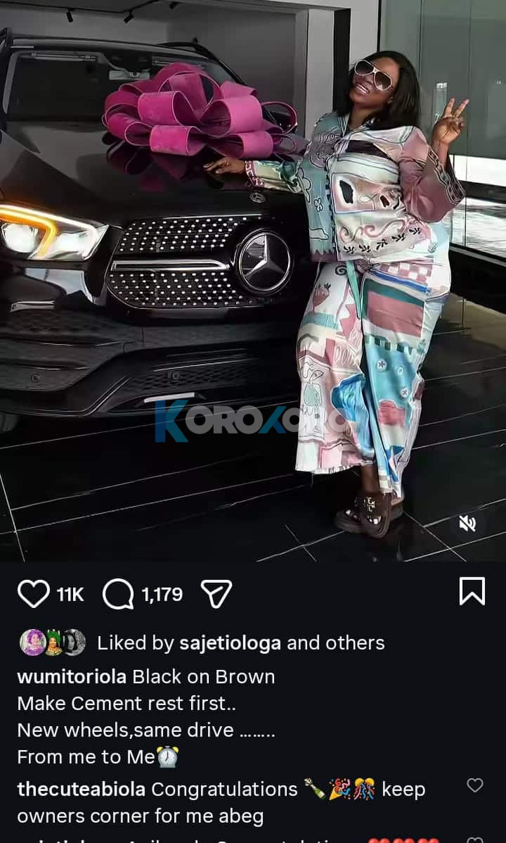 “FROM ME TO ME!” — Wumi Toriola STORMS SOCIAL MEDIA AS SHE REVEALS LUXURY MERCEDES-BENZ PURCHASE WORTH MILLIONS