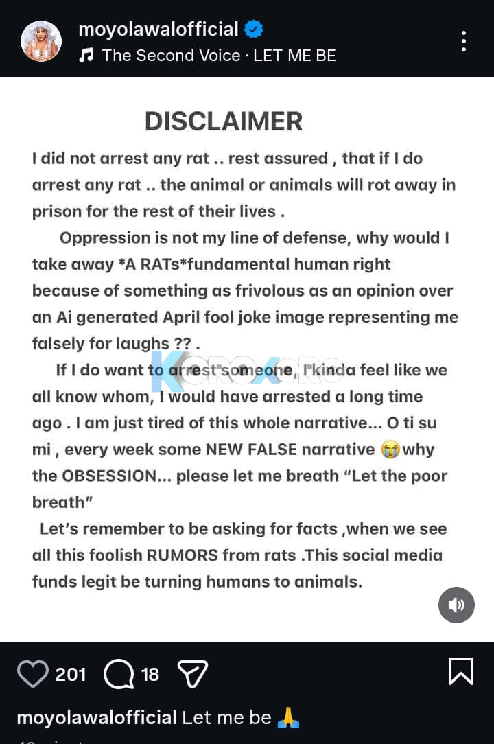 “I CAN’T ARREST ANYBODY OVER A PICTURE!” — Moyo Lawal FIRES BACK, SHUTS DOWN VIRAL ARREST RUMOUR OVER AI IMAGE DRAMA