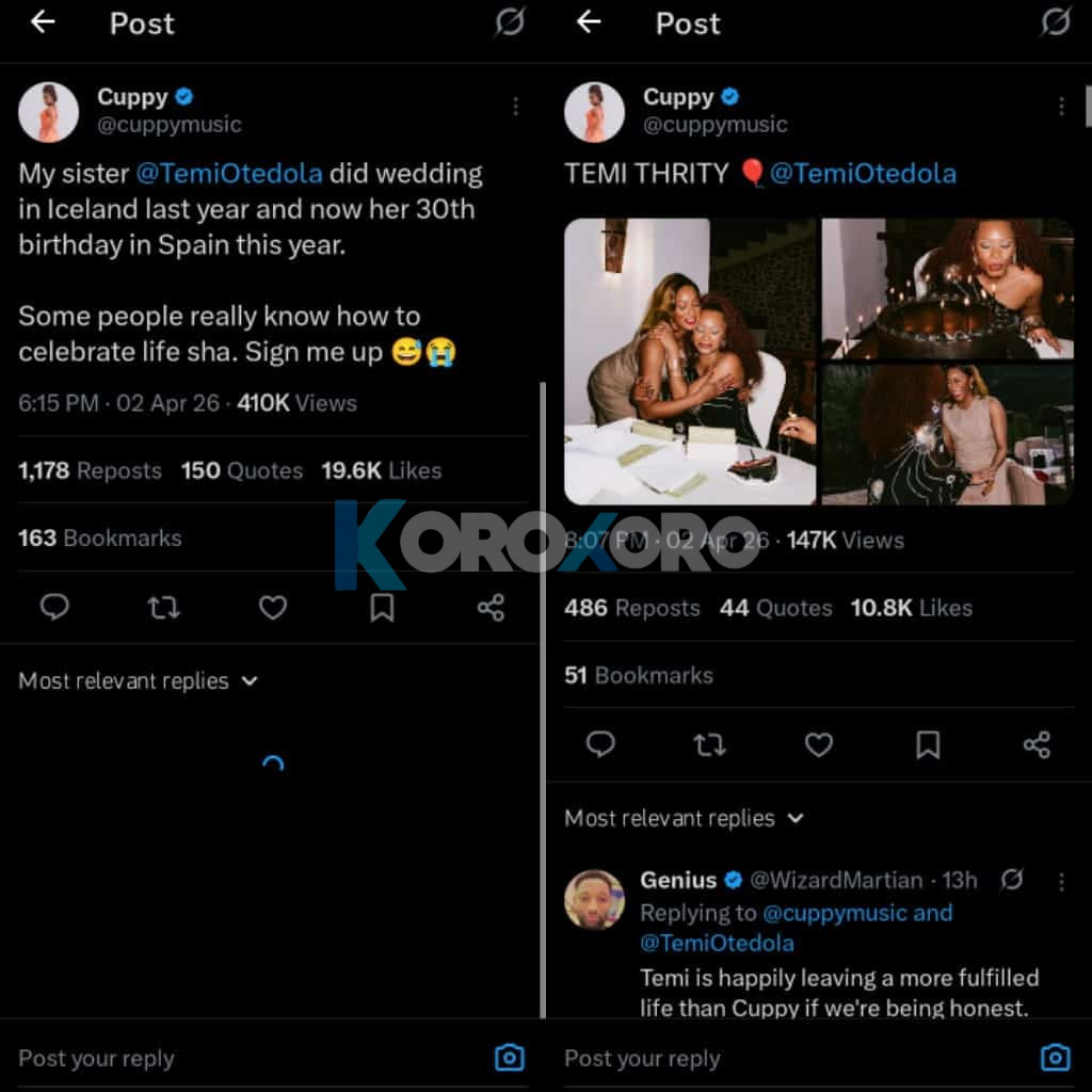 DJ Cuppy Hails Sister Temi Otedola for Luxurious 30th Birthday Bash in Spain